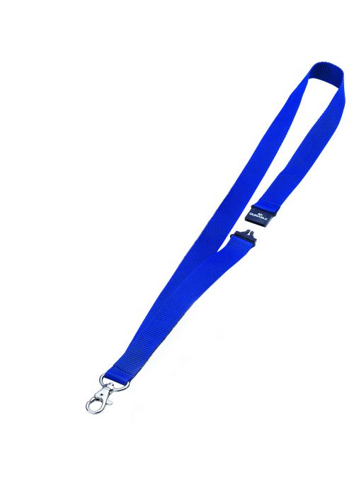 Durable Textile Lanyard with Safety Release for Name Badges 440mm Blue (Pack 10) 813707
