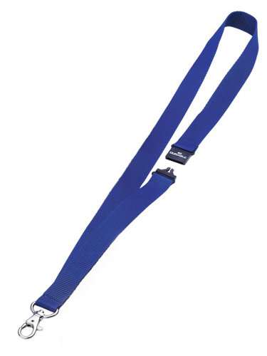 Durable Textile Name Badge Lanyards 20x440mm with Safety Closure Dark Blue Ref 813707 [Pack 10]