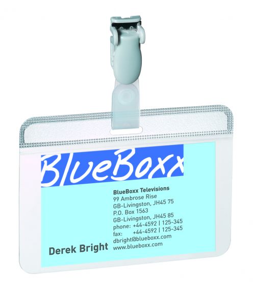 Holders Durable Self Laminating Name Badge 54x90mm Clear (Pack 25) 814919
