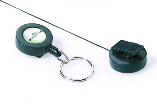Durable+Badge+Reel+Plastic+with+Key+Ring+Fastener+and+Retractable+Cord+Black+Ref+8222%2F58+%5BPack+10%5D