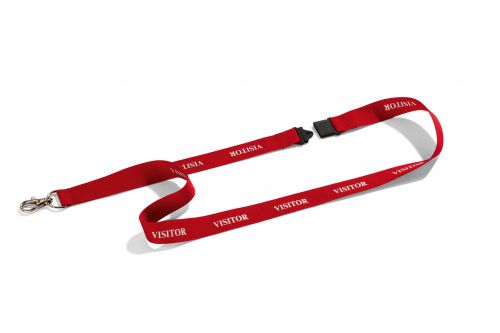 Durable+Lanyard+Textile+Overprinted+Visitor+with+Safety+Release+Mech+440mm+Red+Ref+823803+%5BPack+10%5D