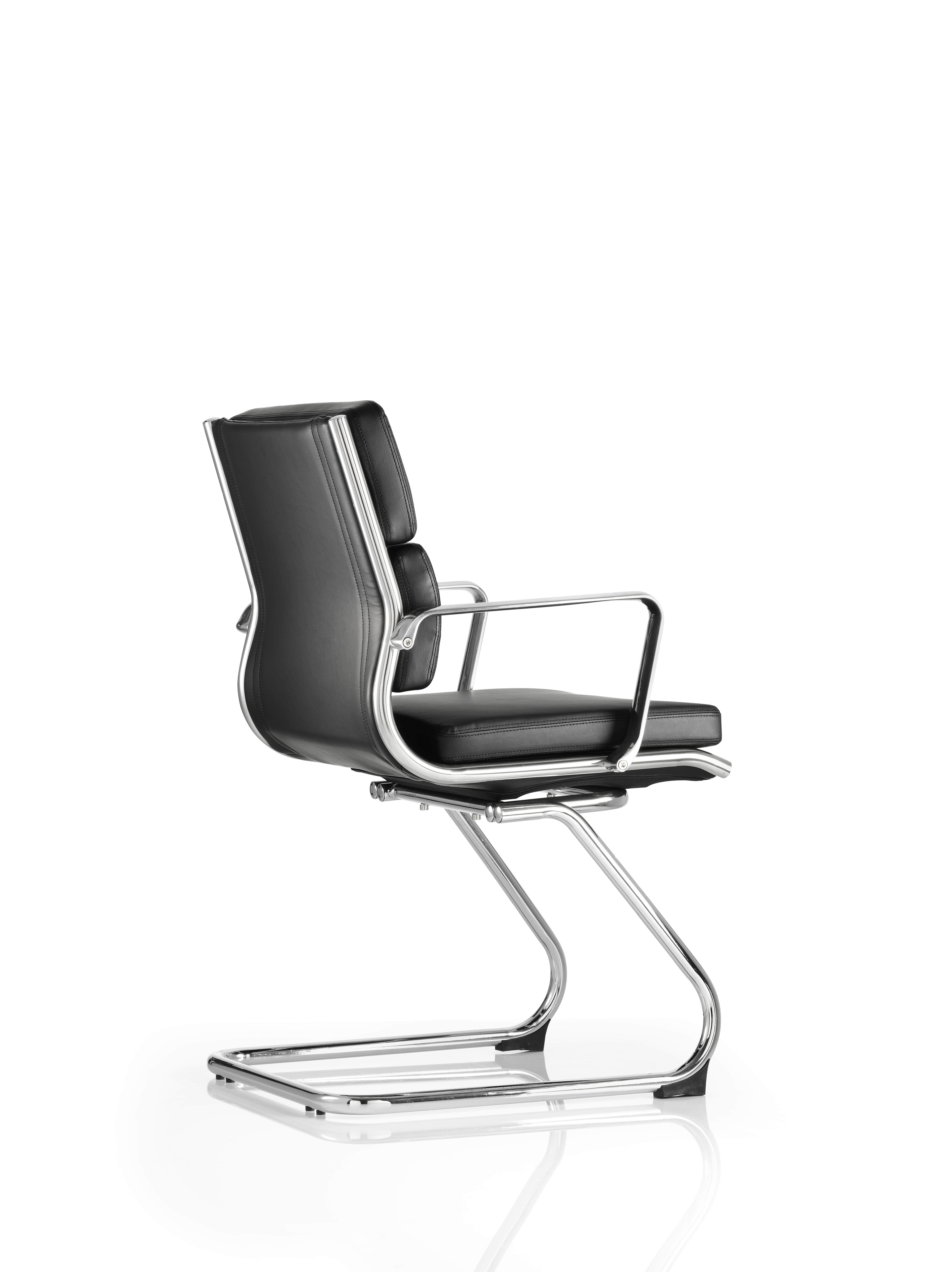 Savoy Cantilever Chair Black Soft Bonded Leather With Arms BR000126