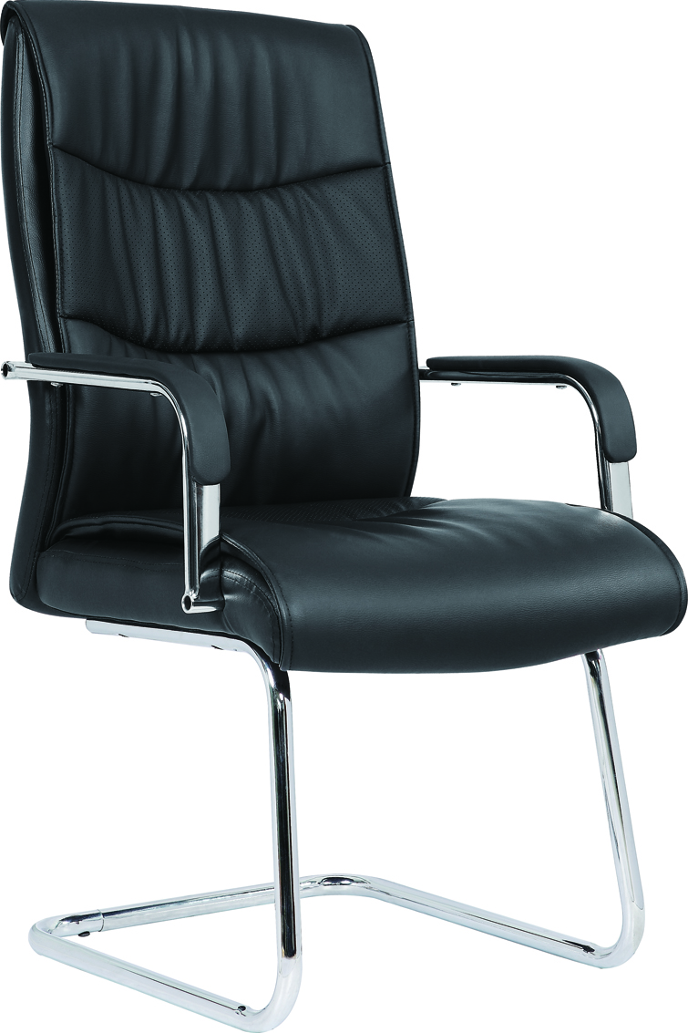 Reception Chairs Carter Black Luxury Faux Leather Cantilever Chair With Arms BR000185