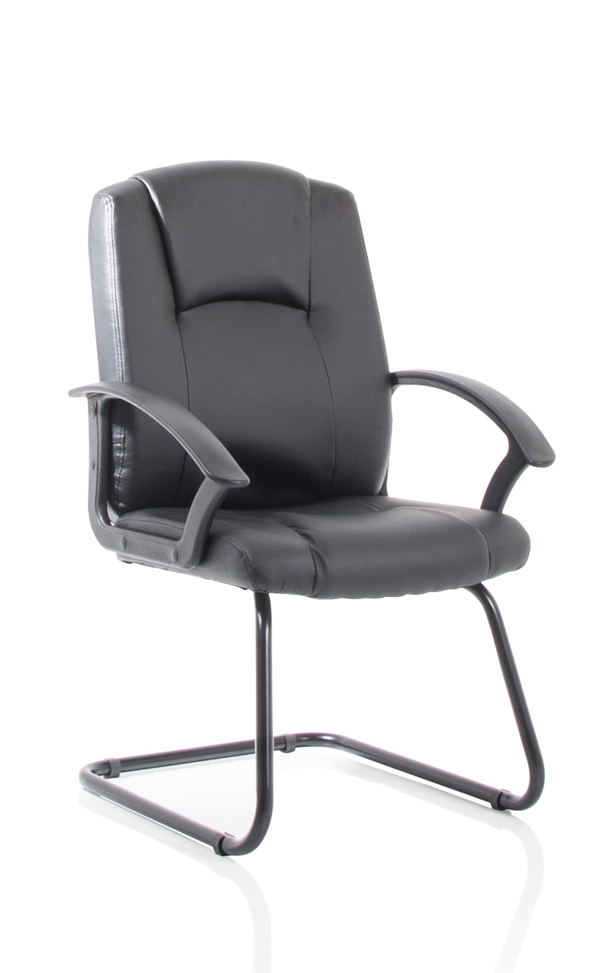 Reception Chairs Bella Black Leather Cantilever with Black Frame BR000300