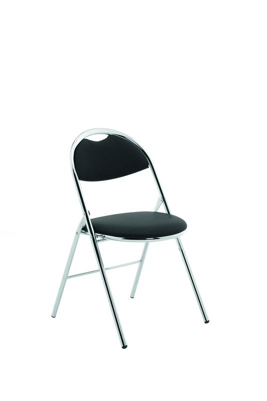 Milan Folding Chair Black Vinyl Chrome Frame BR000304