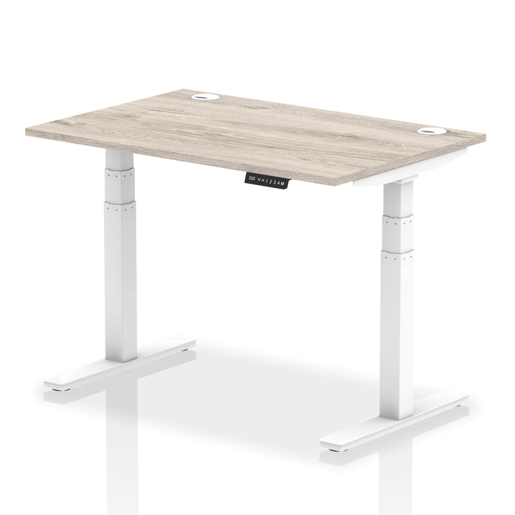 Dynamic Air 1200 X 800Mm Height Adjustable Desk Grey Oak Top Cable Ports White L