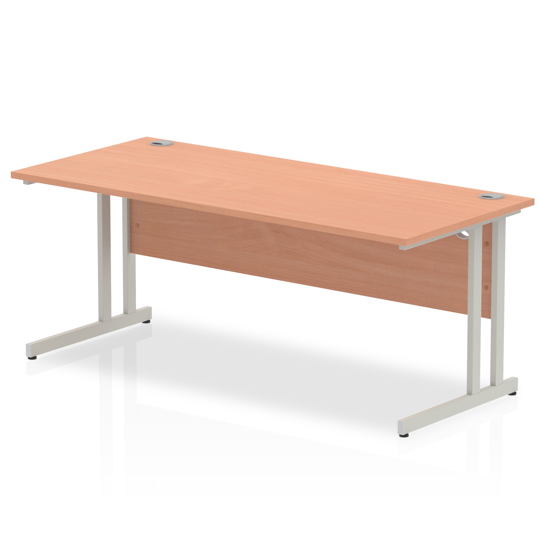 Rectangular Desks Impulse 1800 x 800mm Straight Desk Beech Top Silver Cantilever Leg I000286