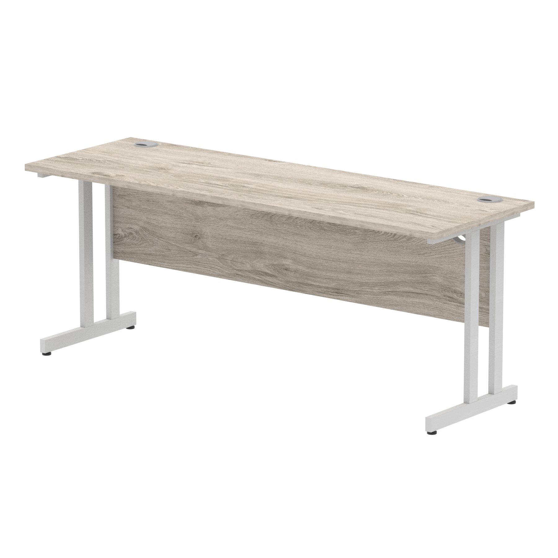 Impulse 1800 x 600mm Straight Desk Grey Oak Top Silver Cantilever Leg I003079