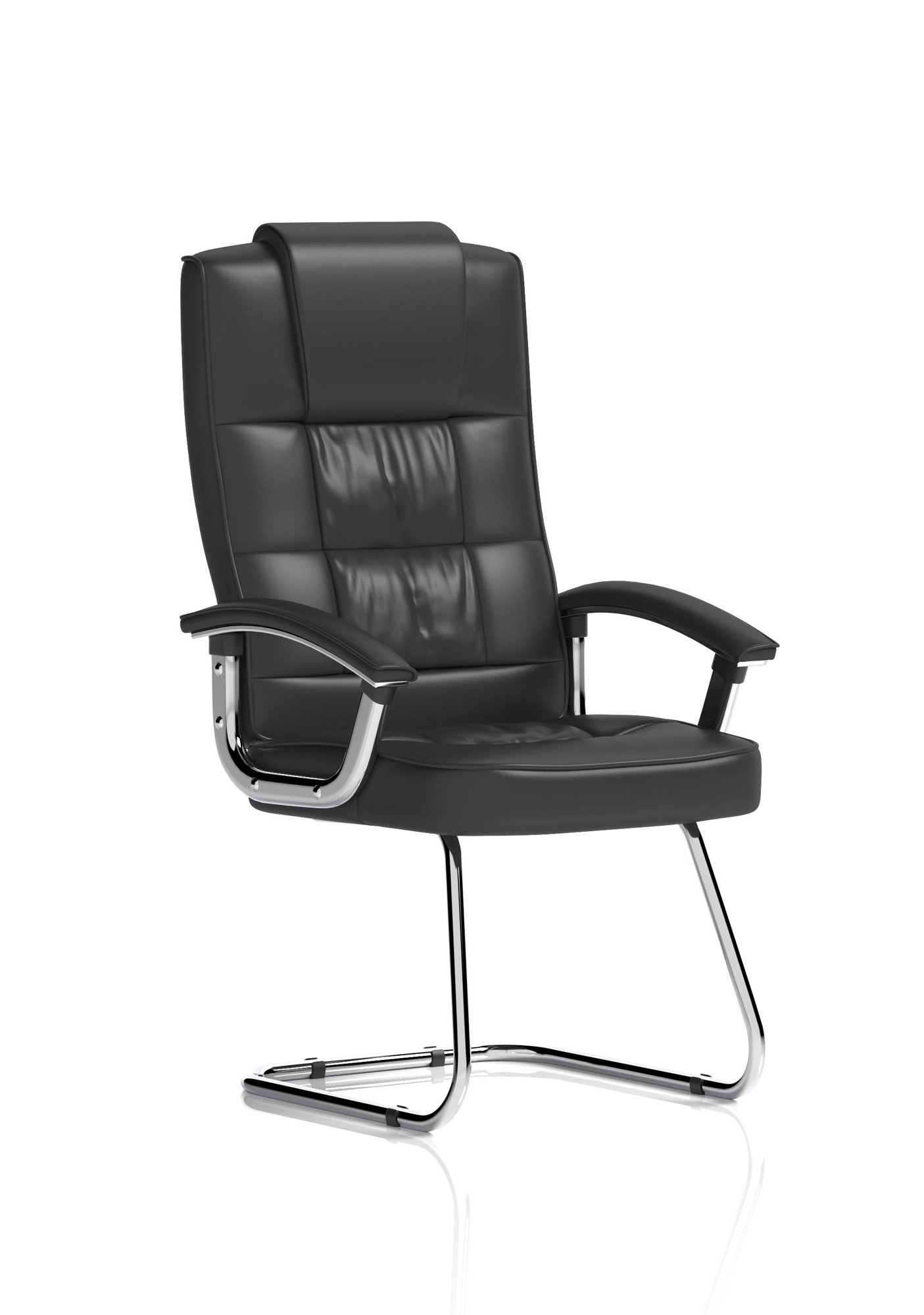 Moore Deluxe Cantilever Visitor Chair Black Leather With Arms KC0152