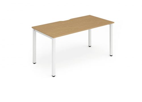 Single White Frame Bench Desk 1200 Oak
