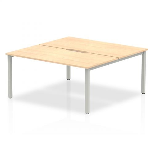 B2B Silver Frame Bench Desk 1600 Maple (2 Pod)