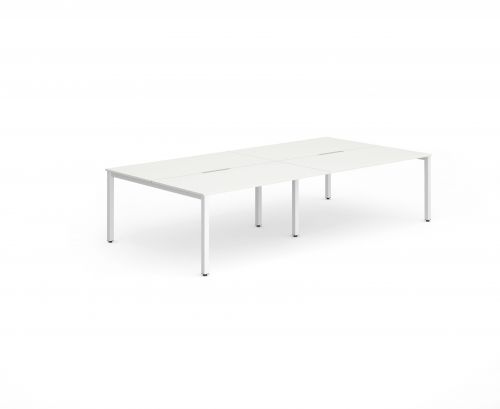 B2B White Frame Bench Desk 1400 White (4 Pod)