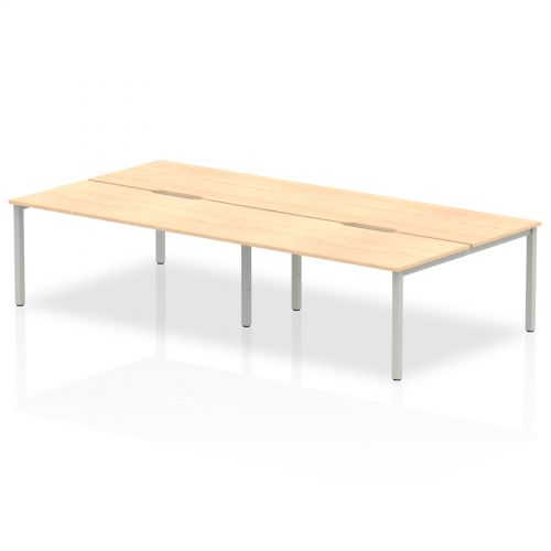 B2B Silver Frame Bench Desk 1600 Maple (4 Pod)