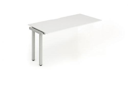 Single Ext Kit Silver Frame Bench Desk 1200 White