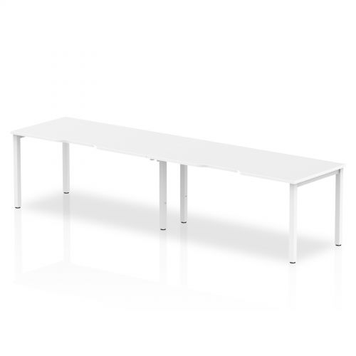 Single White Frame Bench Desk 1600 White (2 Pod)