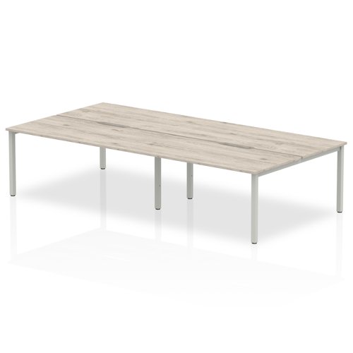 B2B Silver Frame Bench Desk 1200 Grey Oak (4 Pod)