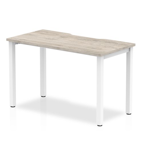 Single White Frame Bench Desk 1200 Grey Oak
