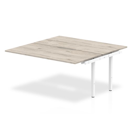 B2B Ext Kit White Frame Bench Desk 1400 Grey Oak