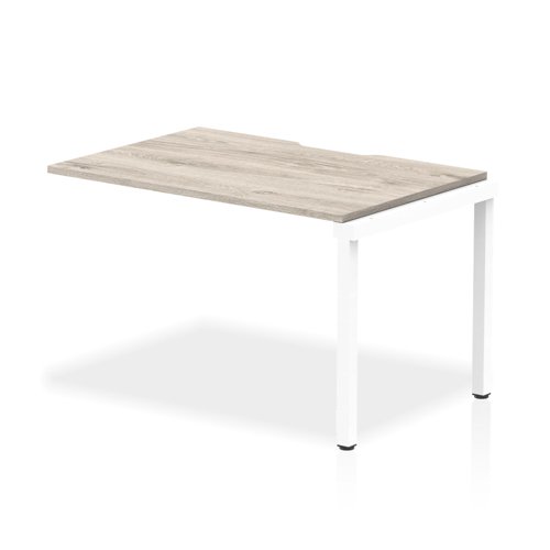 Single Ext Kit White Frame Bench Desk 1200 Grey Oak