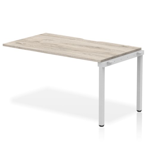 Single Ext Kit Silver Frame Bench Desk 1400 Grey Oak