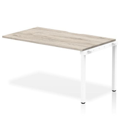 Single Ext Kit White Frame Bench Desk 1400 Grey Oak