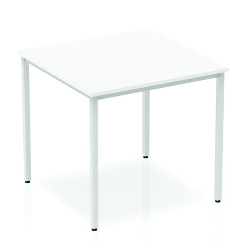Impulse 800mm Straight Table White Top Silver Box Frame Leg BF00114