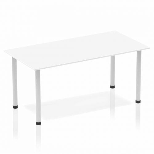 Impulse 1600mm Straight Table White Top Silver Post Leg BF00174