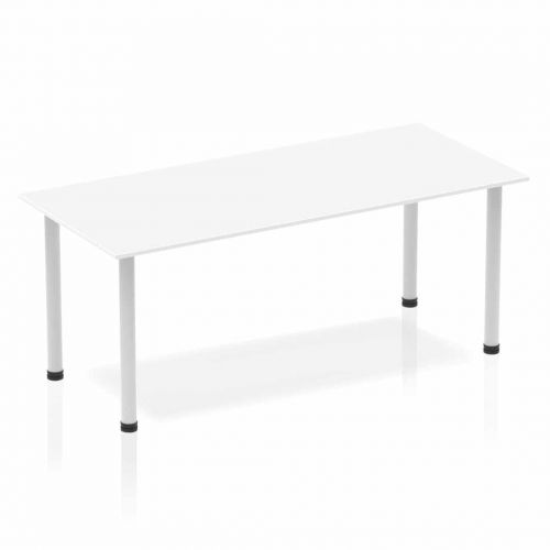 Impulse 1800mm Straight Table White Top Silver Post Leg BF00175