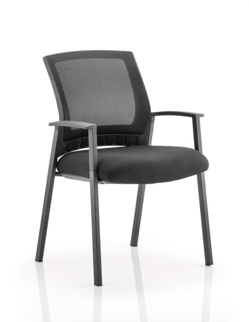 Reception Chairs Metro Visitor Chair Black Fabric Black Mesh Back BR000090