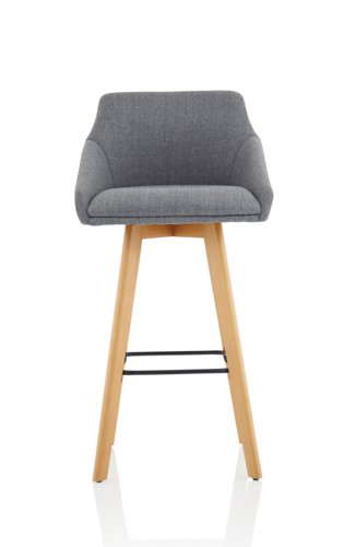 Carmen Grey Fabric Wooden Leg High Stool BR000225