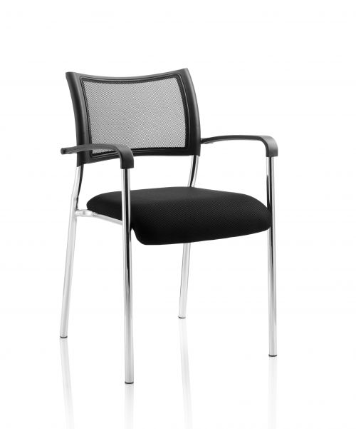 Reception Chairs Brunswick Visitor Chair Black Fabric wArms Chrome Frame BR000025