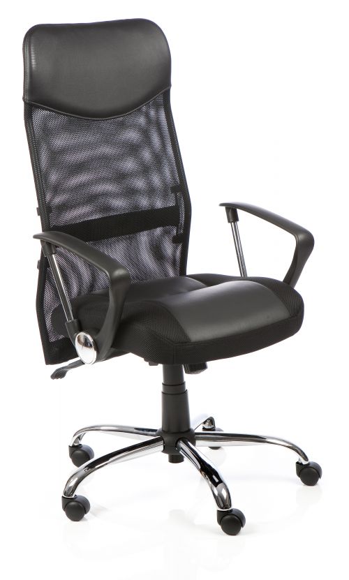 Desk Chairs Vegas Executive Chair Black Leather Seat Black Mesh Back Leather Headrest With Arms EX000074