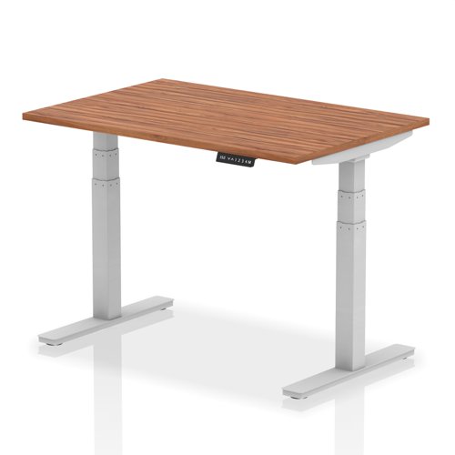 Rectangular Desks Dynamic Air 1200 x 800mm Height Adjustable Desk Walnut Top Silver Leg HA01005