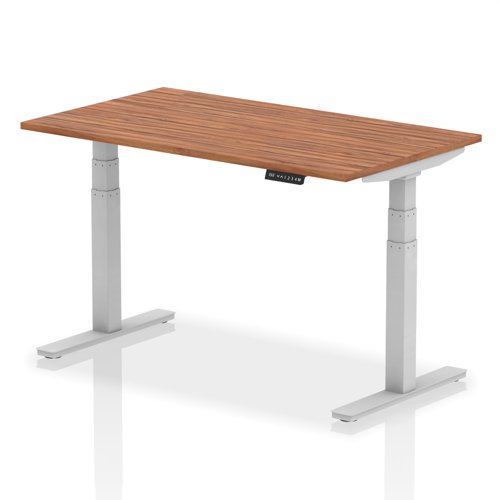 Rectangular Desks Dynamic Air 1400 x 800mm Height Adjustable Desk Walnut Top Silver Leg HA01006