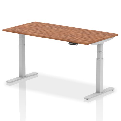 Rectangular Desks Dynamic Air 1600 x 800mm Height Adjustable Desk Walnut Top Silver Leg HA01007