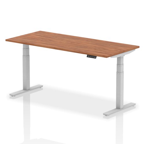 Rectangular Desks Dynamic Air 1800 x 800mm Height Adjustable Desk Walnut Top Silver Leg HA01008