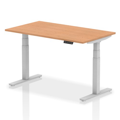 Rectangular Desks Dynamic Air 1400 x 800mm Height Adjustable Desk Oak Top Silver Leg HA01018