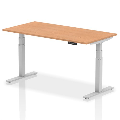 Rectangular Desks Dynamic Air 1600 x 800mm Height Adjustable Desk Oak Top Silver Leg HA01019