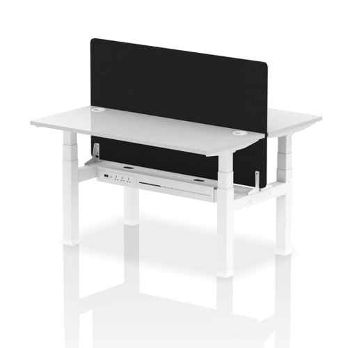 Air Back-to-Back 600 Height Adjustable 2 Person Bench Desk with Cable Ports with Straight Screen
