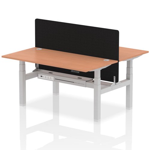 Air Back-to-Back 800 Height Adjustable 2 Person Bench Desk with Cable Ports with Straight Screen