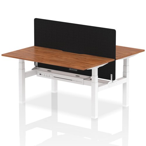 Air Back-to-Back 800 Height Adjustable 2 Person Bench Desk with Scalloped Edge with Straight Screen