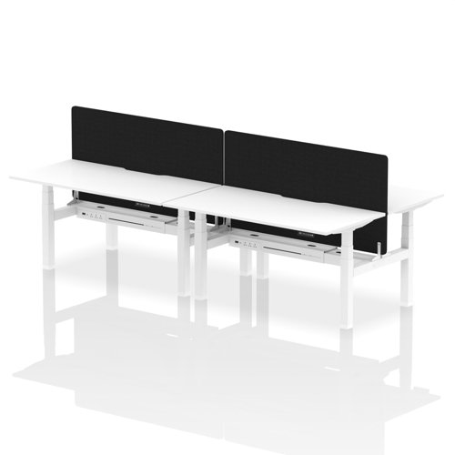 Air Back-to-Back 800 Height Adjustable 4 Person Bench Desk with Scalloped Edge with Straight Screen