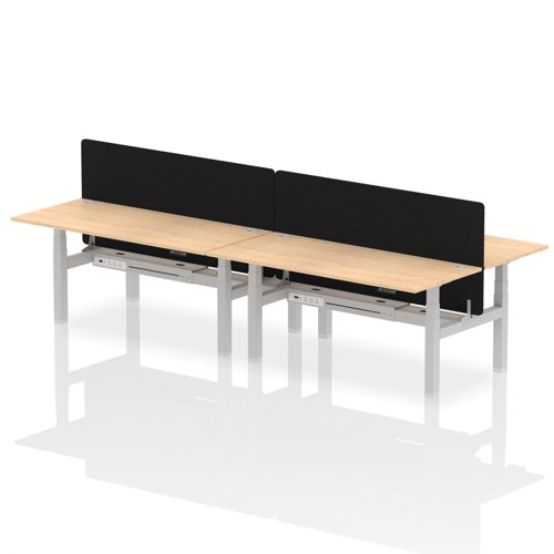 Air Back-to-Back 800 Height Adjustable 4 Person Bench Desk with Cable Ports with Straight Screen