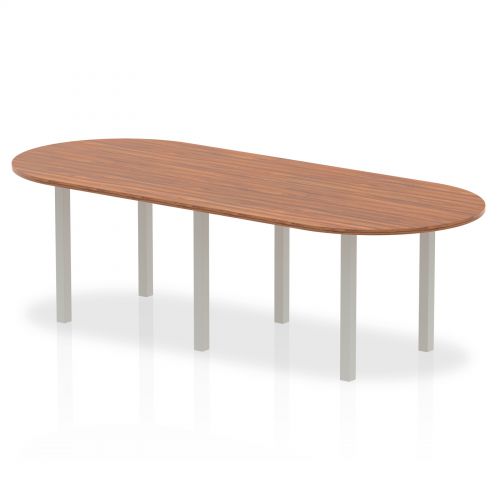 Boardroom / Meeting Dynamic Impulse 2400mm Boardroom Table Walnut Top Silver Post Leg I000144