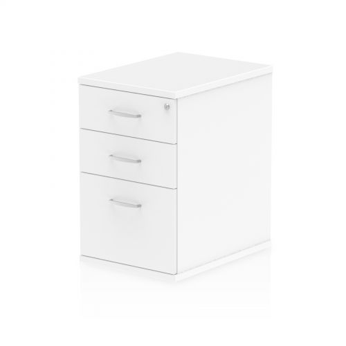 Impulse 600mm Deep 3 Drawer Desk High Pedestal White I000189