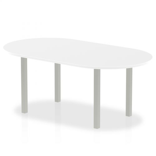 Boardroom / Meeting Dynamic Impulse 1800mm Boardroom Table White Top Silver Post Leg I000203