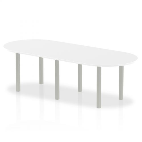 Boardroom / Meeting Dynamic Impulse 2400mm Boardroom Table White Top Silver Post Leg I000204