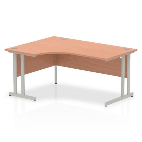 Rectangular Desks Impulse 1600mm Left Crescent Desk Beech Top Silver Cantilever Leg I000299