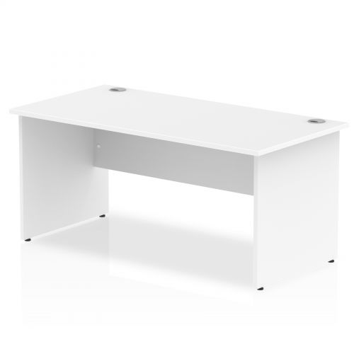 Rectangular Desks Impulse 1600 x 800mm Straight Desk White Top Panel End Leg I000395