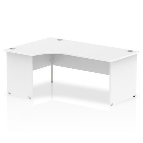 Impulse Contract Left Hand Crescent Radial Panel End Desk W1800 x D1200 x H730mm White Finish/​White Frame - I000411
